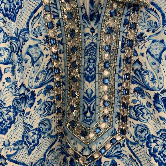 NicoBlue Shalimar Long Tunic Dress with Sapphire Jewel Embellishment Women New - Picture 8 of 16
